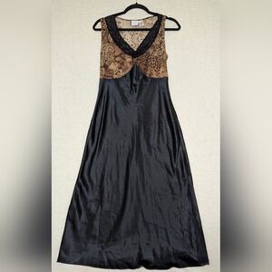 ​Gilligan & O'Malley Leopard Lace Maxi Nightgown M Slit Valentine's Sexy